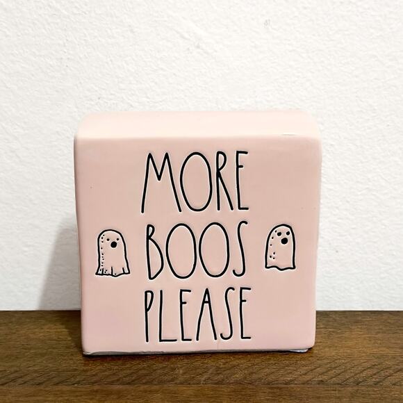 Rae Dunn Pink Halloween Block with Ghosts - Picture 1 of 7